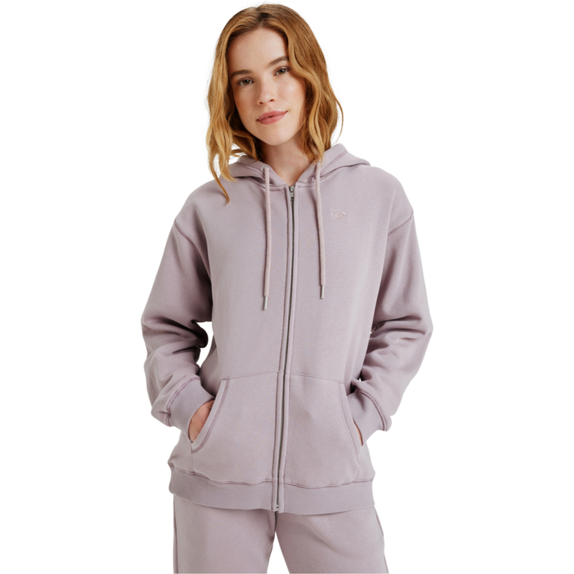 2026 Roxy Dame-surf-hoodie Med Lynlås Og Børstet Stof, Model Stoked, ERJFT05022 - Nirvana